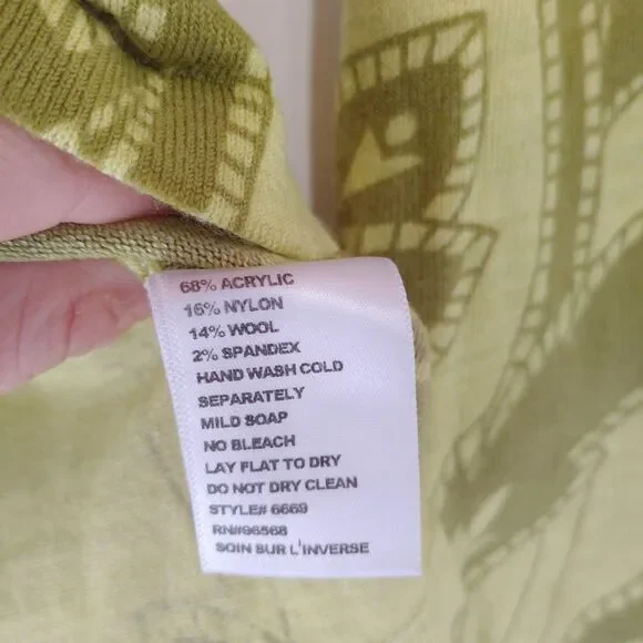 Charlotte Tarantola wool blend novelty print cardigan sweater Sz S - Picture 10 of 12